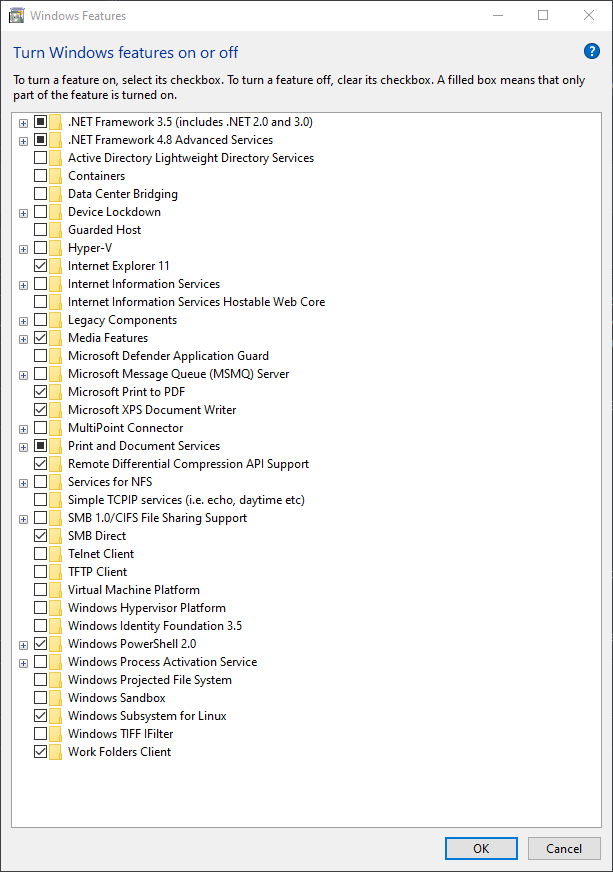 windows features